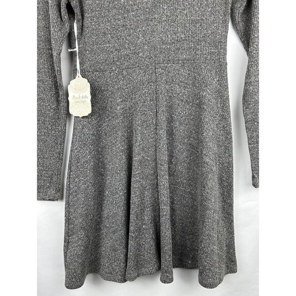 NWT Altard State Women's Gray Ribbed Knit Long Sleeve Fit & Flare Dress Sz Large - Picture 4 of 12